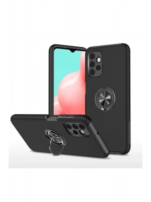 Newface Samsung Galaxy A72 Kılıf Elit Yüzüklü Kapak - Siyah