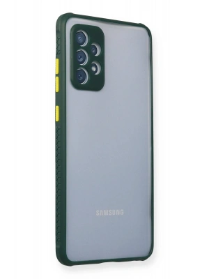 Newface Samsung Galaxy A72 Kılıf Miami Şeffaf Silikon - Koyu Yeşil