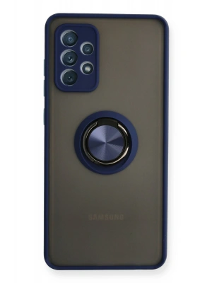 Newface Samsung Galaxy A72 Kılıf Montreal Yüzüklü Silikon Kapak - Lacivert