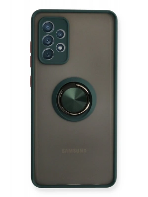 Newface Samsung Galaxy A72 Kılıf Montreal Yüzüklü Silikon Kapak - Yeşil