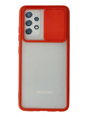 Newface Samsung Galaxy A72 Kılıf Palm Buzlu Kamera Sürgülü Silikon - Kırmızı