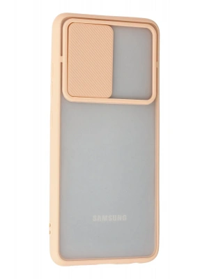 Newface Samsung Galaxy A72 Kılıf Palm Buzlu Kamera Sürgülü Silikon - Pembe