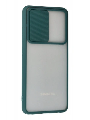 Newface Samsung Galaxy A72 Kılıf Palm Buzlu Kamera Sürgülü Silikon - Yeşil