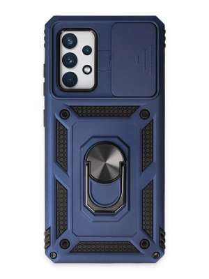 Newface Samsung Galaxy A72 Kılıf Pars Lens Yüzüklü Silikon - Lacivert