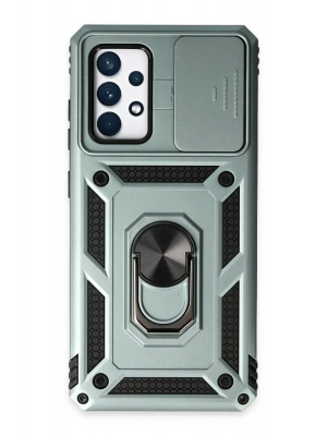 Newface Samsung Galaxy A72 Kılıf Pars Lens Yüzüklü Silikon - Yeşil