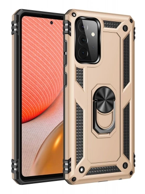 Newface Samsung Galaxy A72 Kılıf Sofya Yüzüklü Silikon Kapak - Gold