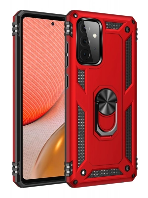 Newface Samsung Galaxy A72 Kılıf Sofya Yüzüklü Silikon Kapak - Kırmızı