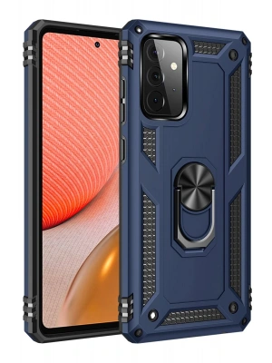 Newface Samsung Galaxy A72 Kılıf Sofya Yüzüklü Silikon Kapak - Lacivert