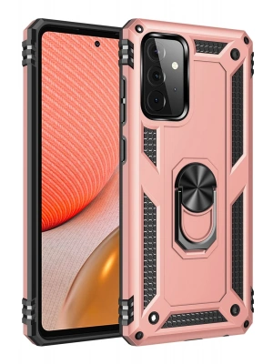 Newface Samsung Galaxy A72 Kılıf Sofya Yüzüklü Silikon Kapak - Rose