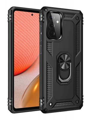 Newface Samsung Galaxy A72 Kılıf Sofya Yüzüklü Silikon Kapak - Siyah