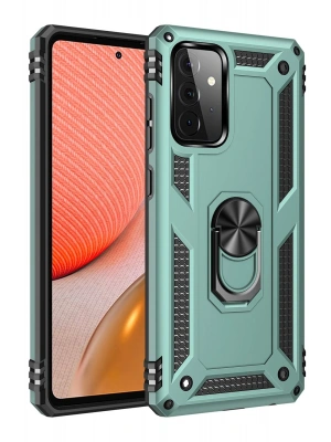 Newface Samsung Galaxy A72 Kılıf Sofya Yüzüklü Silikon Kapak - Yeşil