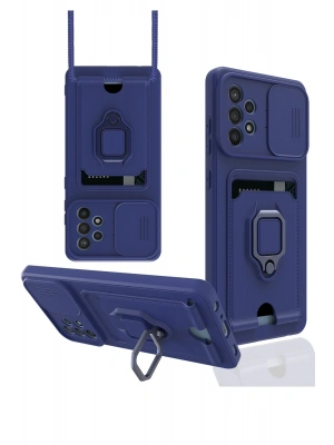 Newface Samsung Galaxy A72 Kılıf Zuma Kartvizitli Yüzüklü Silikon - Lacivert