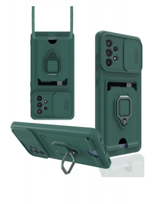 Newface Samsung Galaxy A72 Kılıf Zuma Kartvizitli Yüzüklü Silikon - Yeşil