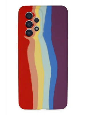 Newface Samsung Galaxy A73 5G Kılıf Ebruli Lansman Silikon - Kırmızı-Mor