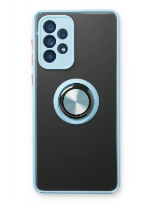 Newface Samsung Galaxy A73 5G Kılıf Montreal Yüzüklü Silikon Kapak - Buz Mavi