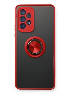 Newface Samsung Galaxy A73 5G Kılıf Montreal Yüzüklü Silikon Kapak - Kırmızı