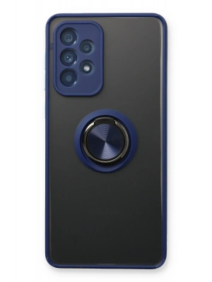 Newface Samsung Galaxy A73 5G Kılıf Montreal Yüzüklü Silikon Kapak - Lacivert