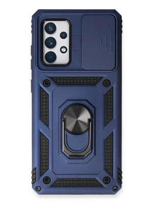 Newface Samsung Galaxy A73 5G Kılıf Pars Lens Yüzüklü Silikon - Lacivert