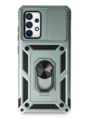 Newface Samsung Galaxy A73 5G Kılıf Pars Lens Yüzüklü Silikon - Yeşil