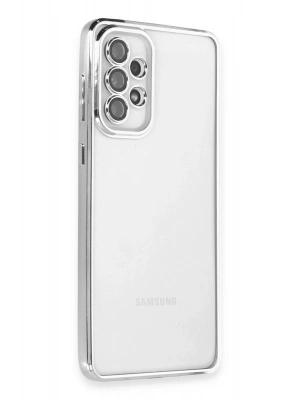 Newface Samsung Galaxy A73 5G Kılıf Razer Lensli Silikon - Gümüş