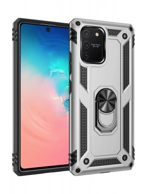 Newface Samsung Galaxy A91 / S10 Lite Kılıf Sofya Yüzüklü Silikon Kapak - Gümüş