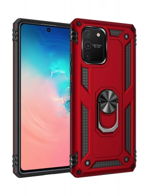 Newface Samsung Galaxy A91 / S10 Lite Kılıf Sofya Yüzüklü Silikon Kapak - Kırmızı