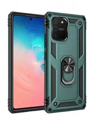 Newface Samsung Galaxy A91 / S10 Lite Kılıf Sofya Yüzüklü Silikon Kapak - Yeşil