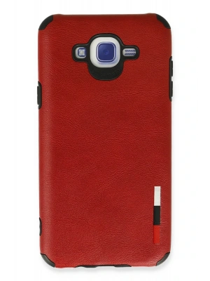 Newface Samsung Galaxy J7 Kılıf Loop Deri Silikon - Kırmızı