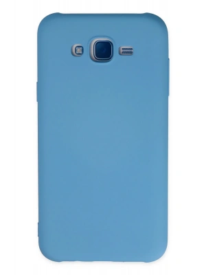 Newface Samsung Galaxy J7 Kılıf Nano içi Kadife Silikon - Mavi