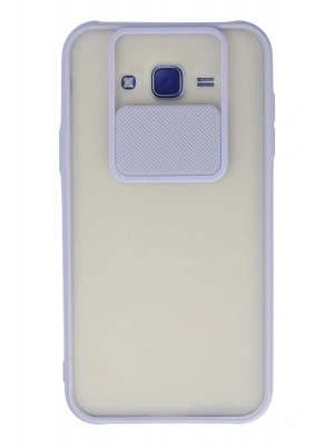 Newface Samsung Galaxy J7 Kılıf Palm Buzlu Kamera Sürgülü Silikon - Lila
