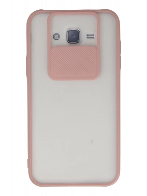 Newface Samsung Galaxy J7 Kılıf Palm Buzlu Kamera Sürgülü Silikon - Pembe