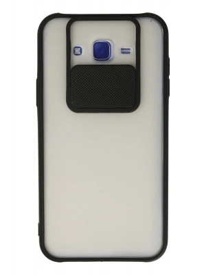 Newface Samsung Galaxy J7 Kılıf Palm Buzlu Kamera Sürgülü Silikon - Siyah