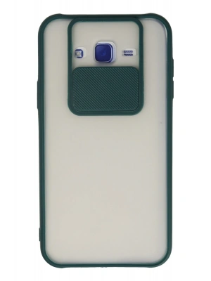 Newface Samsung Galaxy J7 Kılıf Palm Buzlu Kamera Sürgülü Silikon - Yeşil