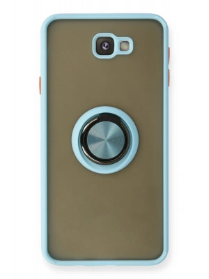 Newface Samsung Galaxy J7 Prime Kılıf Montreal Yüzüklü Silikon Kapak - Buz Mavi