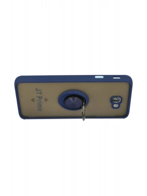 Newface Samsung Galaxy J7 Prime Kılıf Montreal Yüzüklü Silikon Kapak - Lacivert