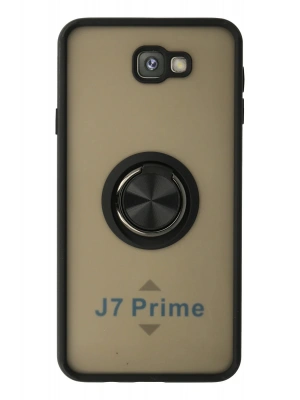 Newface Samsung Galaxy J7 Prime Kılıf Montreal Yüzüklü Silikon Kapak - Siyah