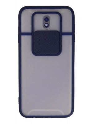 Newface Samsung Galaxy J7 Pro / J730 Kılıf Palm Buzlu Kamera Sürgülü Silikon - Lacivert