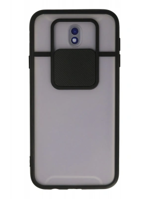 Newface Samsung Galaxy J7 Pro / J730 Kılıf Palm Buzlu Kamera Sürgülü Silikon - Siyah