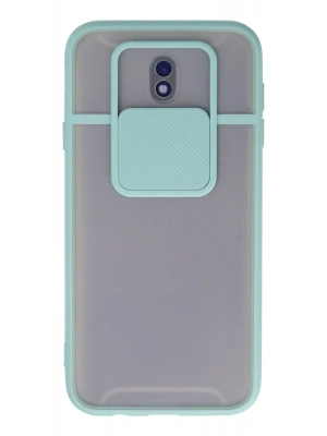 Newface Samsung Galaxy J7 Pro / J730 Kılıf Palm Buzlu Kamera Sürgülü Silikon - Turkuaz