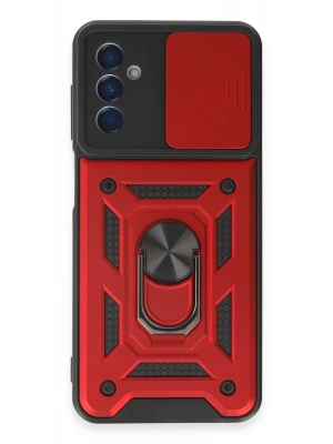 Newface Samsung Galaxy M14 5G Kılıf Pars Lens Yüzüklü Silikon - Kırmızı