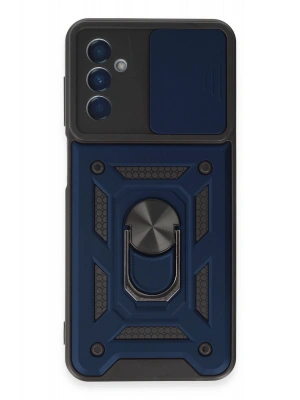 Newface Samsung Galaxy M14 5G Kılıf Pars Lens Yüzüklü Silikon - Lacivert