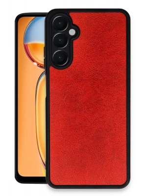 Newface Samsung Galaxy M15 Kılıf Aras Deri Kapak - Kırmızı