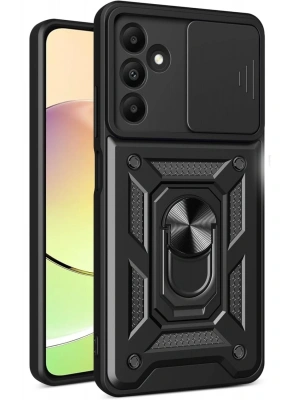 Newface Samsung Galaxy M15 Kılıf Pars Lens Yüzüklü Silikon - Siyah