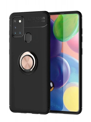 Newface Samsung Galaxy M31 Kılıf Range Yüzüklü Silikon - Siyah-Gold