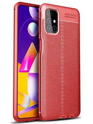 Newface Samsung Galaxy M31S Kılıf Auto Focus Kapak - Kırmızı