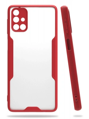 Newface Samsung Galaxy M31S Kılıf Platin Silikon - Kırmızı
