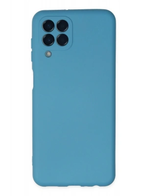 Newface Samsung Galaxy M33 Kılıf Nano içi Kadife Silikon - Mavi