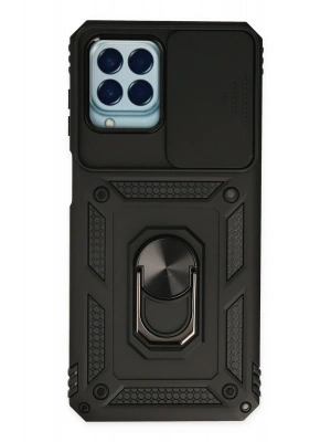 Newface Samsung Galaxy M33 Kılıf Pars Lens Yüzüklü Silikon - Siyah