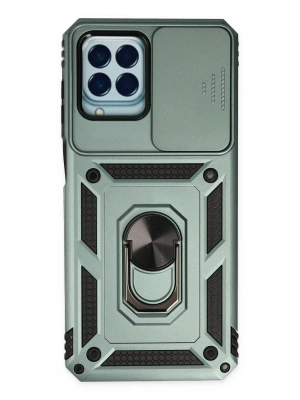 Newface Samsung Galaxy M33 Kılıf Pars Lens Yüzüklü Silikon - Yeşil