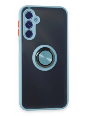 Newface Samsung Galaxy M34 5G Kılıf Montreal Yüzüklü Silikon Kapak - Buz Mavi
